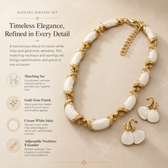 White Gold Necklace and Earrings Set | Mother of Pearl Style Jewelry for Women