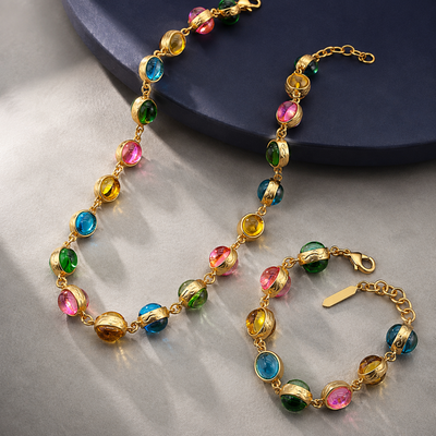 Colorful Necklace and Bracelet Set Necklace & Earrings Set