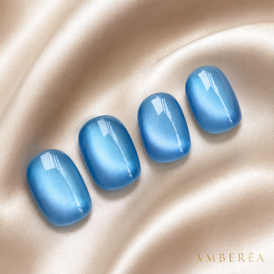 Sky Blue Cat-Eye Press-On Nails – Bridal