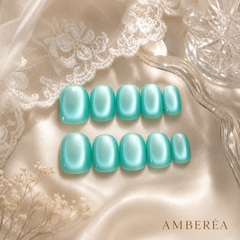 Mint Green Cat Eye Press On Nails | Handmade Reusable Press-On Nails