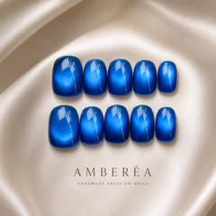 Royal Blue Cat Eye Press On Nails | Handmade Reusable Press-On Nails