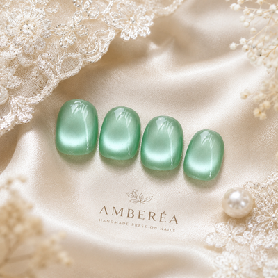 Green Cat-Eye Press-On Nails