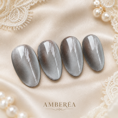 Silver Gray Cat-Eye Press-On Nails – Bridal