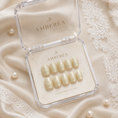 Ivory White Cat Eye Press On Nails – Handmade Glossy Bridal Fake Nails