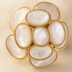 Mother of Pearl Flower Earrings | White Shell Gold Floral Earrings for Women