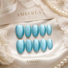 Blue Cat Eye Press On Nails | Handmade Bridal Press-On Nails