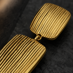 Gold Textured Drop Earrings | Vintage Geometric Statement Earrings for Women