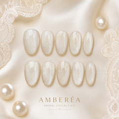 Champagne Pearl Cat Eye Press On Nails | Handmade Bridal Nails by AMBERÉA
