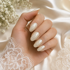 Champagne Pearl Cat Eye Press On Nails | Handmade Bridal Nails by AMBERÉA