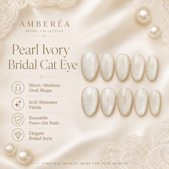 Champagne Pearl Cat Eye Press On Nails | Handmade Bridal Nails by AMBERÉA