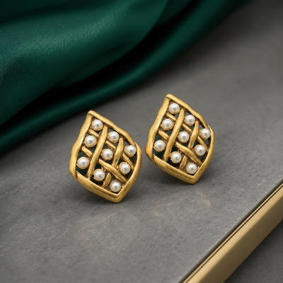 Gold-Tone Faux Pearl Drop Earrings