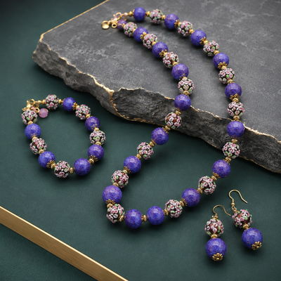 Purple Beaded Jewelry Set