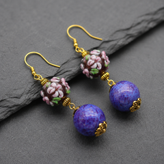 Purple Beaded Jewelry Set | Floral Necklace Bracelet Earrings Set for Women