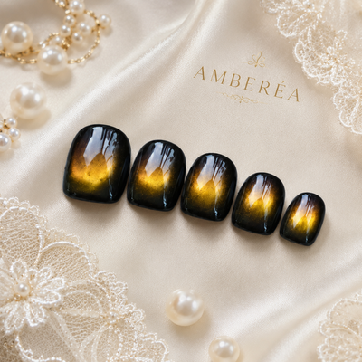 Black Gold Cat-Eye Press-On Nails