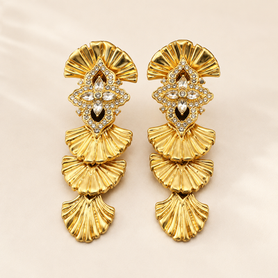 Gold Rhinestone Statement Earrings