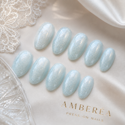 Icy Blue Cat-Eye Press-On Nails