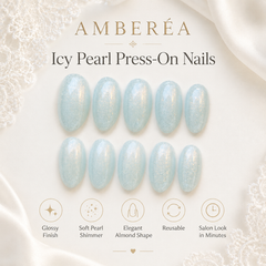 Icy Blue Cat Eye Press On Nails | Handmade Reusable Press-On Nails by AMBERÉA