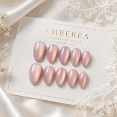 Rose Pink Cat Eye Press On Nails | Handmade Reusable Nails by AMBERÉA