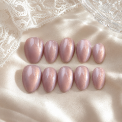 Rose Pink Cat Eye Press On Nails | Handmade Reusable Nails by AMBERÉA
