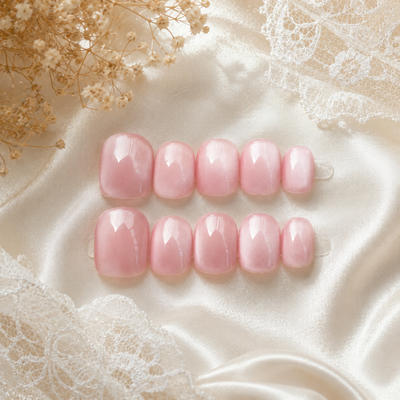 Soft Pink Cat-Eye Press-On Nails – Baby Pink Glow