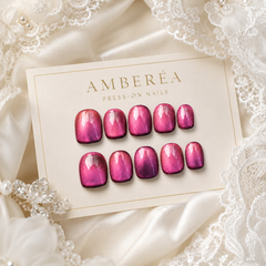 Berry Pink Cat Eye Press On Nails | Handmade Reusable Nails by AMBERÉA