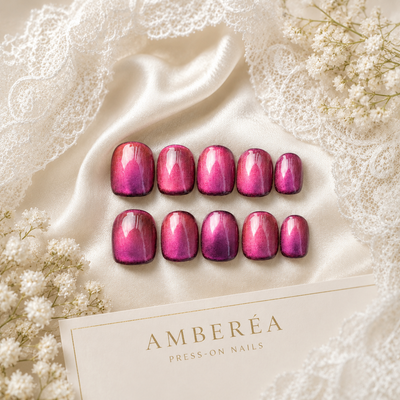 Berry Pink Cat-Eye Press-On Nails
