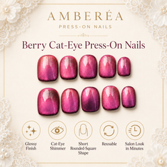 Berry Pink Cat Eye Press On Nails | Handmade Reusable Nails by AMBERÉA