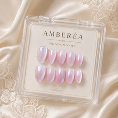 Soft Pink Cat Eye Press On Nails | Handmade Reusable Nails by AMBERÉA