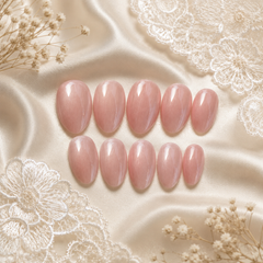 Soft Blush Pink Cat Eye Press On Nails | Handmade Reusable Nails by AMBERÉA