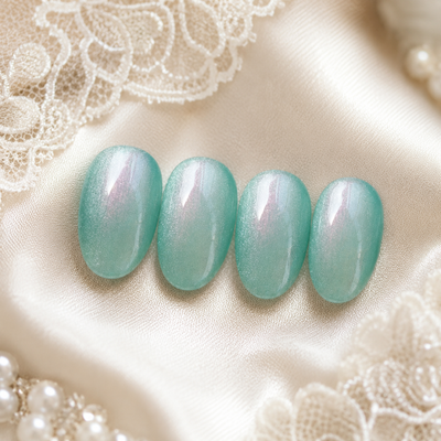 Mint Aqua Cat-Eye Press-On Nails