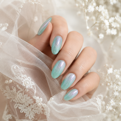 Mint Aqua Cat Eye Press On Nails | Handmade Reusable Nails by AMBERÉA