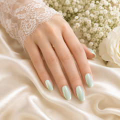 Mint Green Cat Eye Press On Nails | Handmade Reusable Bridal Nails by AMBERÉA