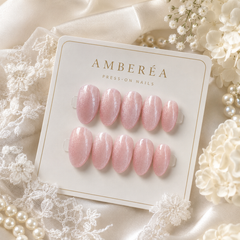 Blush Pink Cat Eye Press On Nails | Handmade Reusable Bridal Nails by AMBERÉA