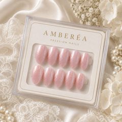 Blush Pink Cat Eye Press On Nails | Handmade Reusable Bridal Nails by AMBERÉA