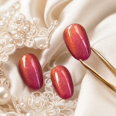 Rose Red Cat-Eye Press-On Nails