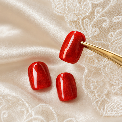 Red Cat-Eye Press-On Nails
