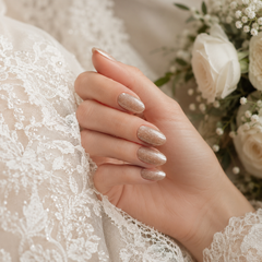 Champagne Taupe Cat Eye Press On Nails – Handmade Glossy Reusable Almond Nails