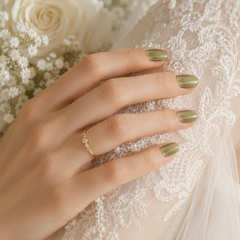 Olive Gold Cat Eye Press On Nails | Handmade Reusable Short Square Nails by AMBERÉA