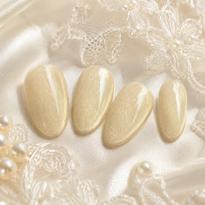 Cream Champagne Cat-Eye Press-On Nails