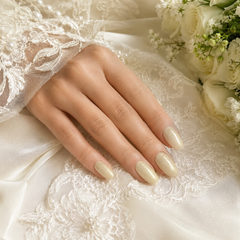 Cream Champagne Cat Eye Press On Nails | Handmade Reusable Bridal Nails by AMBERÉA