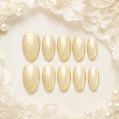 Champagne Gold Cat Eye Press On Nails | Handmade Reusable Bridal Nails by AMBERÉA