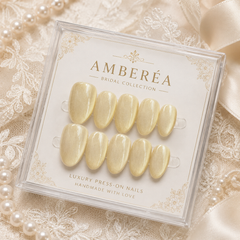 Champagne Gold Cat Eye Press On Nails | Handmade Reusable Bridal Nails by AMBERÉA