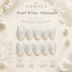 Icy Silver White Cat Eye Press On Nails | Handmade Reusable Bridal Nails by AMBERÉA