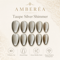 Smoky Taupe Silver Cat Eye Press On Nails | Handmade Reusable Nails by AMBERÉA