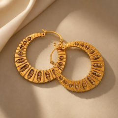 Vintage Gold Hoop Earrings | Large Textured Statement Earrings for Women