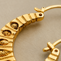 Vintage Gold Hoop Earrings | Large Textured Statement Earrings for Women