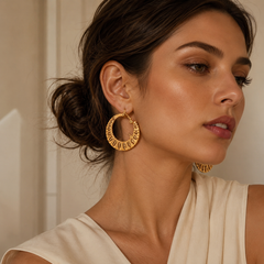 Vintage Gold Hoop Earrings | Large Textured Statement Earrings for Women