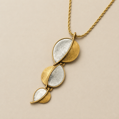 Two Tone Leaf Jewelry Set | Gold Silver Leaf Necklace and Earrings for Women