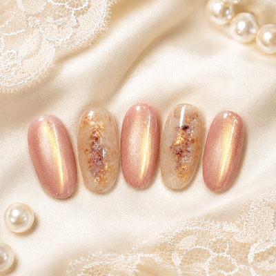 Peach Amber Cat-Eye Press-On Nails