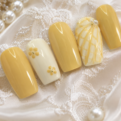 Butter Yellow Floral Press-On Nails